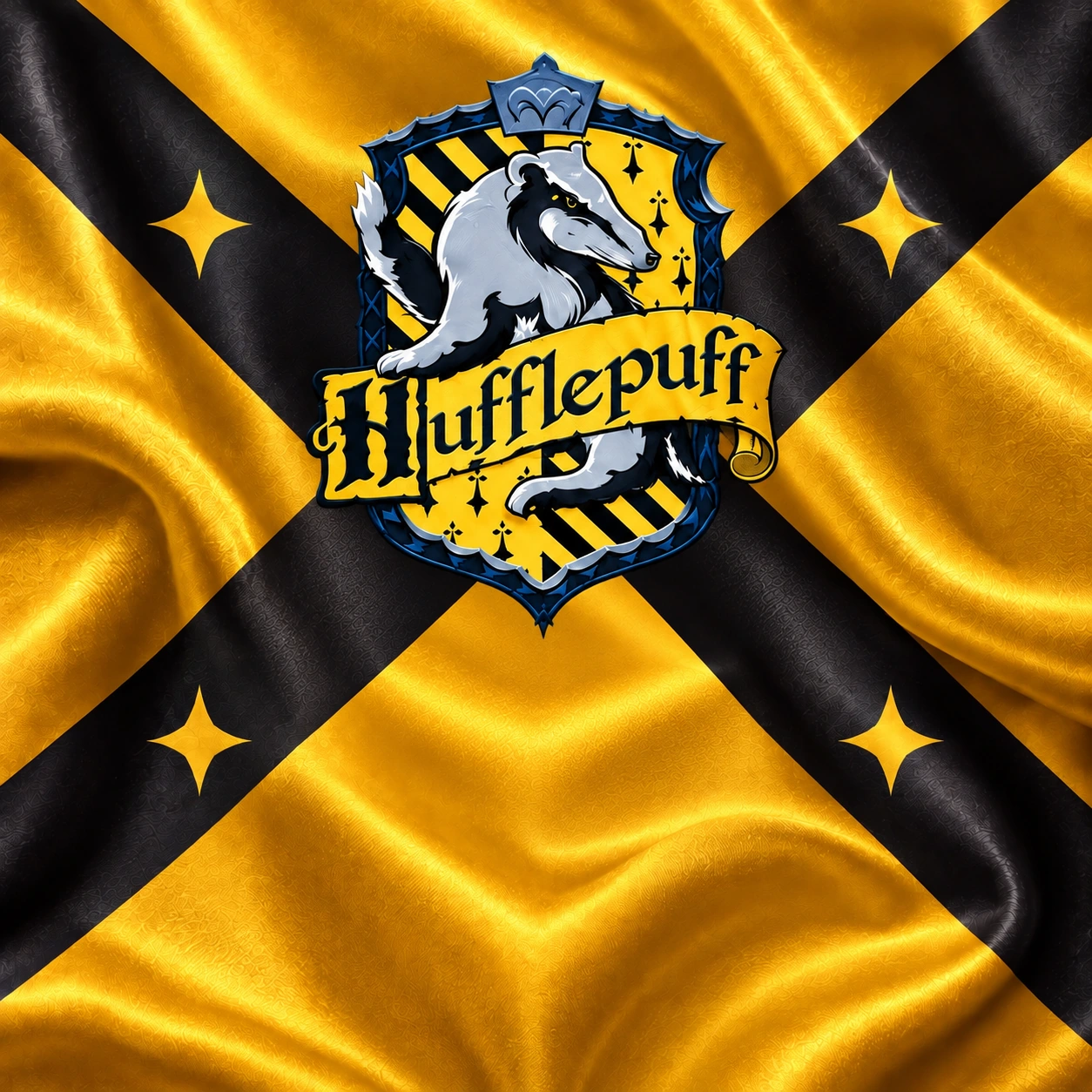 Hufflepuff house crest on silk