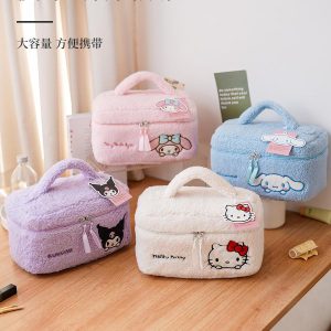 Sanrio Embroidered Plush Storage Bag - Soft Teddy Fleece, Large Capacity, Kawaii Organizer product image