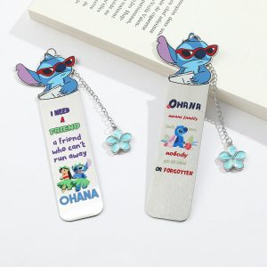 Stitch Metal Bookmark with OHANA Quote & Flower Charm product image